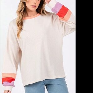 NWT Sage + Fig Waffle Knit Color Block Top - M & L